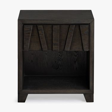 Anila Oak Nightstand In Charcoal