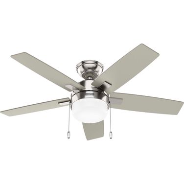 Anisten 44 Inch Ceiling Fan with LED Light Kit and Pull Chain In Brushed Nickel and Matte Nickel