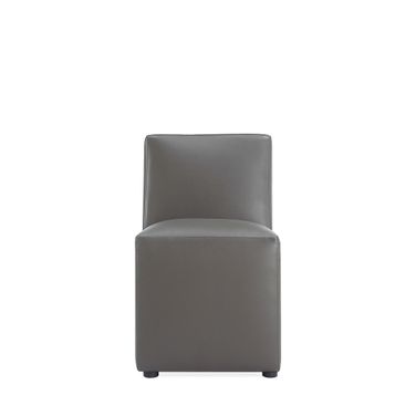 Anna Square Faux Leather Dining Chair In Pewter