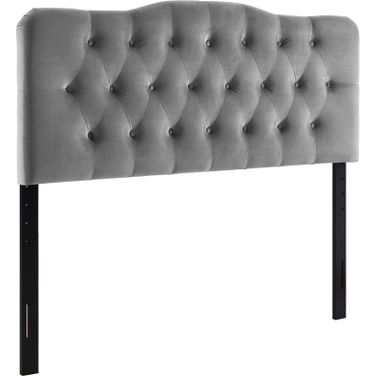 Annabel Gray Queen Diamond Tufted Performance Velvet Headboard MOD-6129-GRY