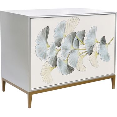 Annabelle Nightstand In Ivory and Silver