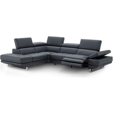 Annalaise Left Hand Facing Chaise In Blue Grey