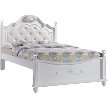 Annie White Full Upholstered Poster Bed