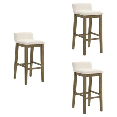 Annikah Bar Height Bar Stool Set of 3 In Putty Brown and White