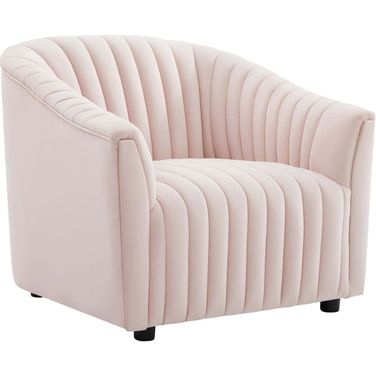 Announce Performance Velvet Channel Tufted Arm Chair In Pink