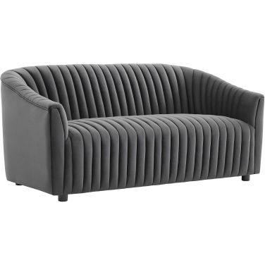 Announce Performance Velvet Channel Tufted Loveseat In Charcoal