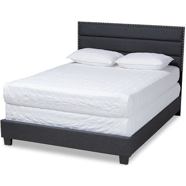 Ansa Modern And Contemporary Dark Grey Fabric Upholstered King Size Bed