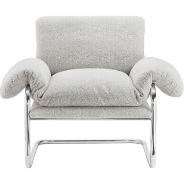 Ansel Boucle Fabric Accent Chair In Newsprint