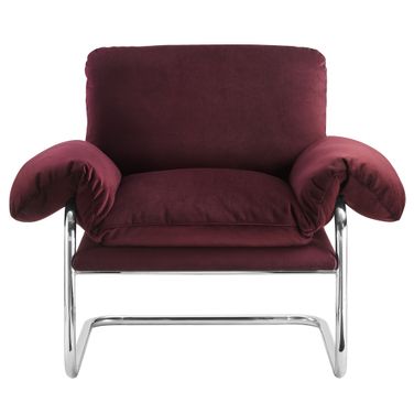Ansel Performance Velvet Accent Chair In Mulberry