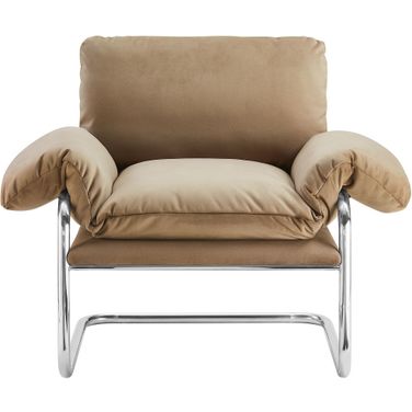 Ansel Performance Velvet Accent Chair In Taupe