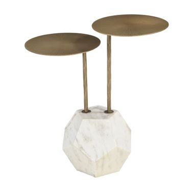Anten Side Table In Brass and White