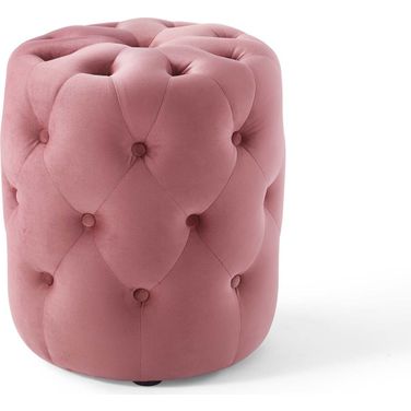 Anthem Dusty Rose Tufted Button Round Performance Velvet Ottoman