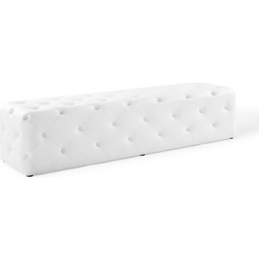 Anthem White 72 Inch Tufted Button Entryway Faux Leather Bench EEI-3771-WHI