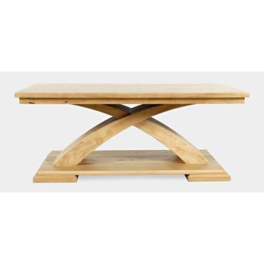Anthology 48 Inch Curved Base Coffee Table with Caster Wheels In Natural
