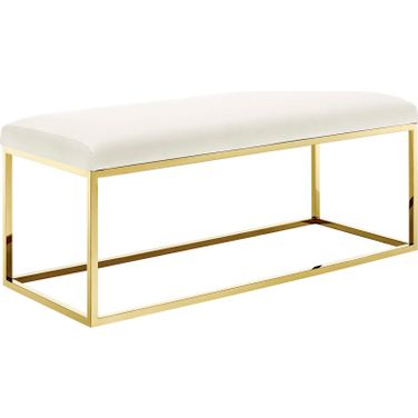 Anticipate Gold Ivory Fabric Bench