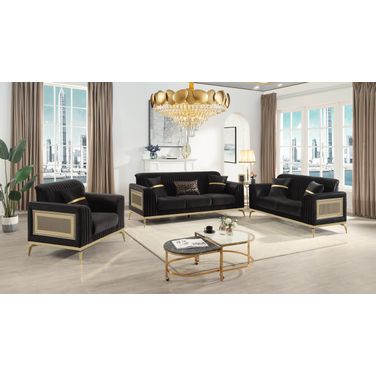 Antigua Living Room Set In Black And Gold