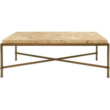 Antique Brass Frame Coffee Table In Brown