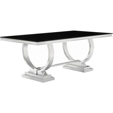 Antoine Rectangular Dining Table Chrome and Black