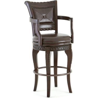 Antoinette Warm Brown Cherry Swivel Bar Chair Set of 2