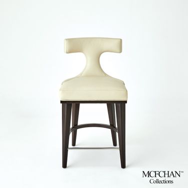 Anvil Back Counter Stool In Ivory Leather