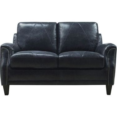 Anya Leather Loveseat (Midnight Blue)