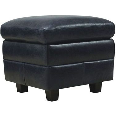 Anya Leather Ottoman (Midnight Blue)