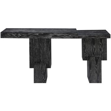 Anzio Oak Veneer and Solid Wood Console Table In Black