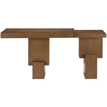 Anzio Oak Veneer and Solid Wood Console Table In Brown