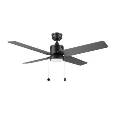 Apex 52 Inch 4-Blade Ceiling Fan with LED Light and Pull Chain In Black