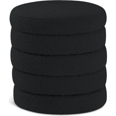 Aphia Boucle Fabric Ottoman/Stool In Black
