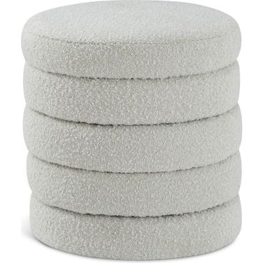 Aphia Boucle Fabric Ottoman/Stool In Cream