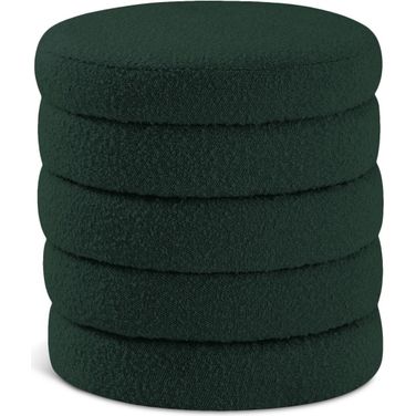 Aphia Boucle Fabric Ottoman/Stool In Green