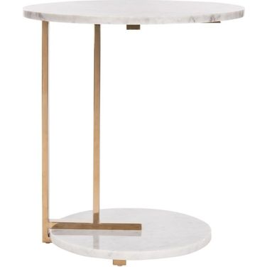 Aphrodite Marble End Table In Gold and White