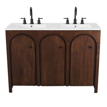 Appia 48 Inch Double Sink Bathroom Vanity In Walnut and White