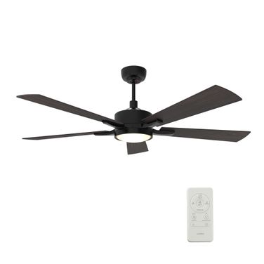 Appleton 52 Inch 5-Blade Flush Mount Smart Ceiling Fan with LED Light and Remote In Walnut and Black