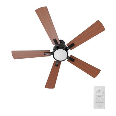 Appleton 56 Inch 5-Blade Flush Mount Smart Ceiling Fan with LED Light and Remote In Walnut and Black