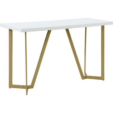 April Console Table In White and Gold Painted Legs