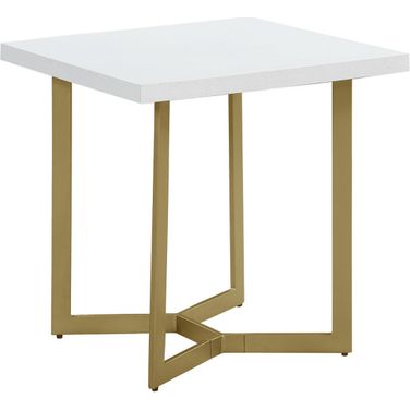 April Sofa End Table In White and Gold Painted Legs