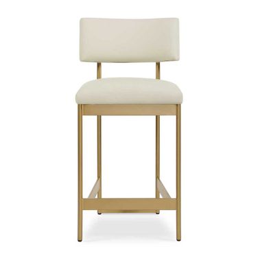 Apsley Counter Stool In White and Brass