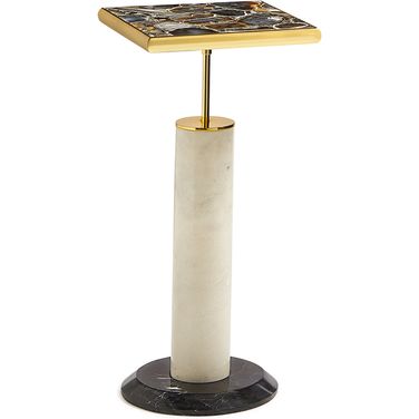 Aquarius Side Table In Brass/Off White/Black
