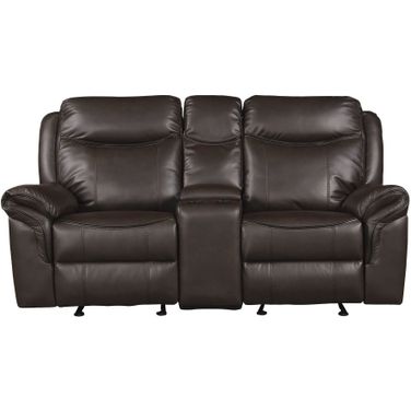 Aram Dark Brown Double Glider Reclining Console Loveseat