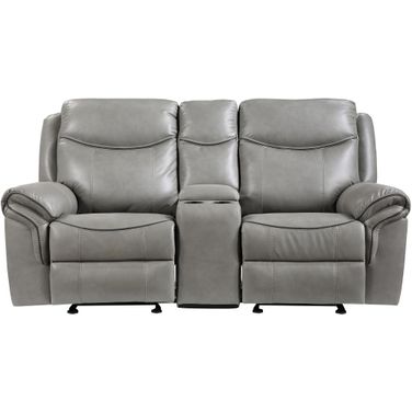 Aram Gray Glider Reclining Loveseat With Console