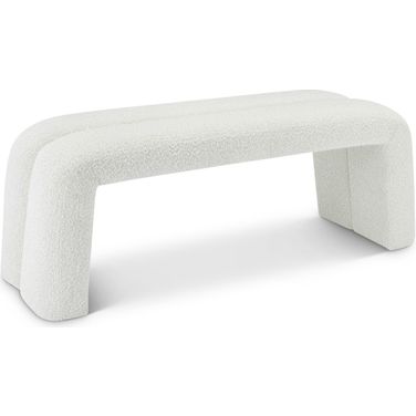 Arc Boucle Fabric Bench In Cream