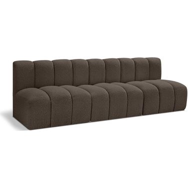 Arc Boucle Fabric 3 Seater Modular Sofa In Brown