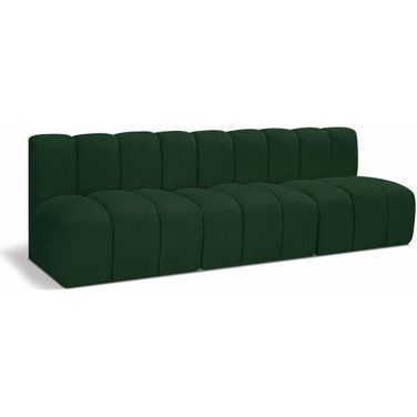 Arc Boucle Fabric 3 Seater Modular Sofa In Green