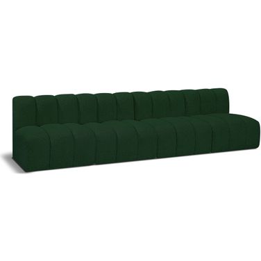 Arc Boucle Fabric 4 Seater Modular Sofa In Green