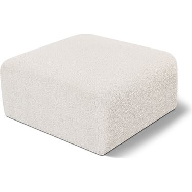 Arc Boucle Fabric Ottoman In Cream