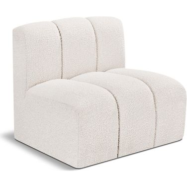 Arc Boucle Fabric Straight Chair In Cream