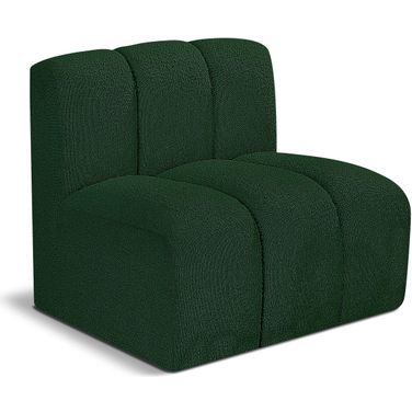 Arc Boucle Fabric Straight Chair In Green