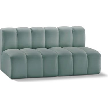 Arc Mint Vegan Leather 2 Seater Modular Sofa In Green